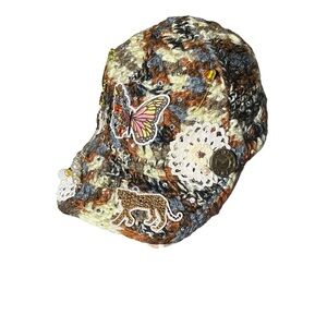 New Baseball Cap with crochet topper artisan made avg adult sizing adjustable